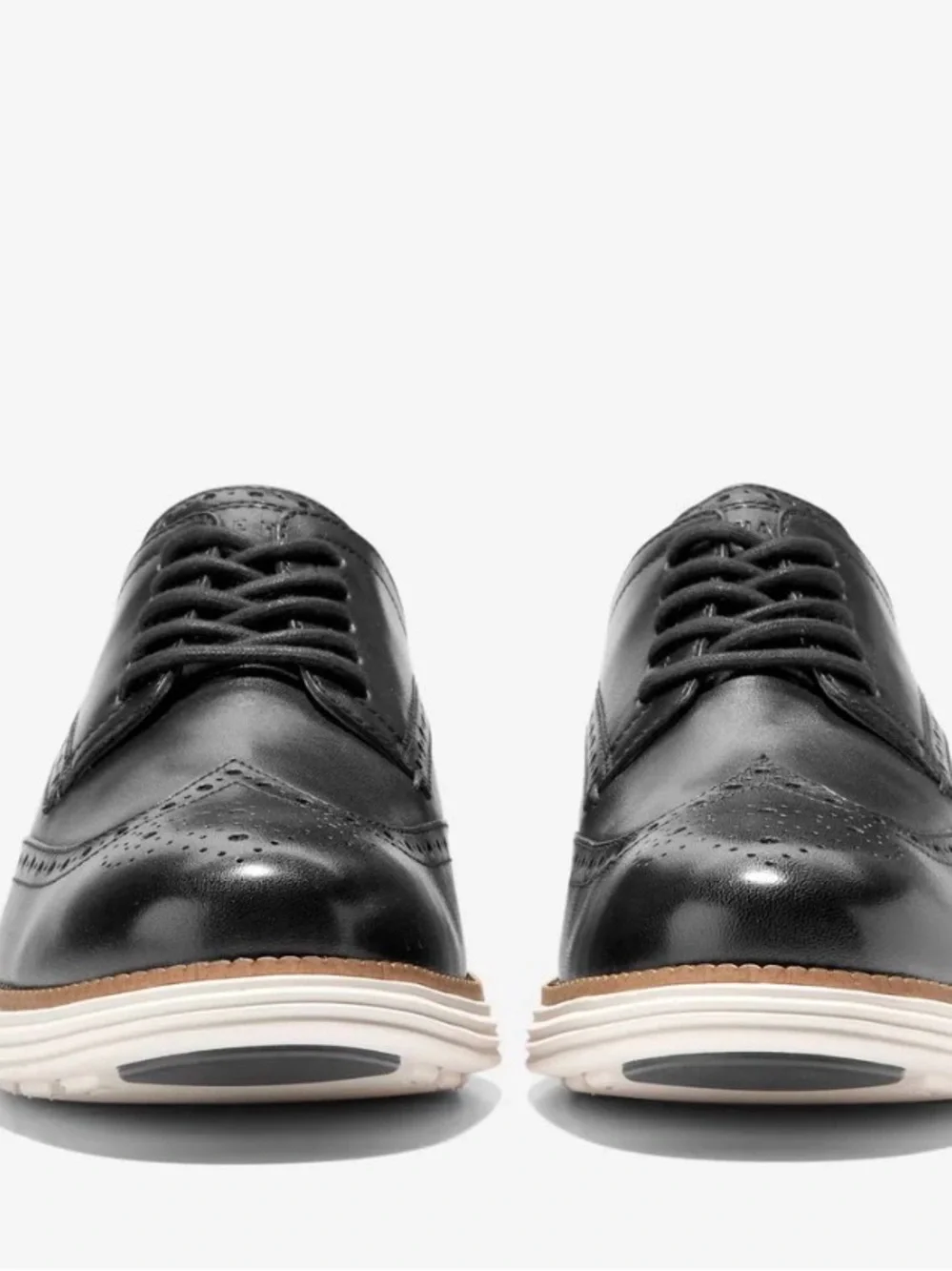 Cole Haan Black Leather Derby with White Sole